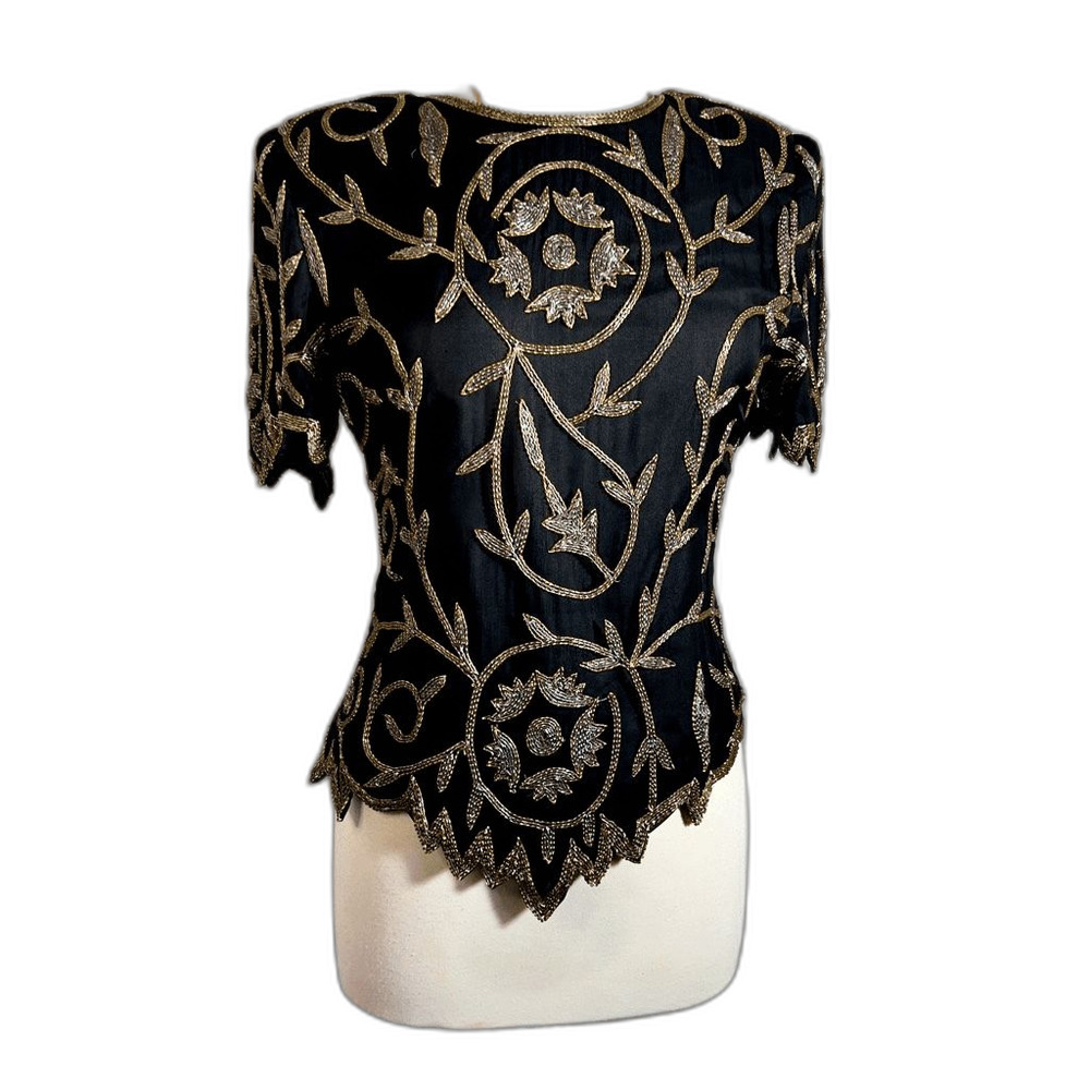Laurence Kazar Blouse Petite S Vintage 80's Showstopper Statement Piece Top